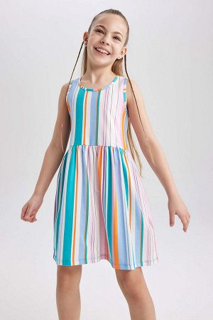 Платье без рукавов с узором для девочек