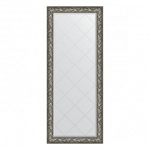 Зеркало напольное с гравировкой в багетной раме, византия серебро 99 мм, 84x203 см