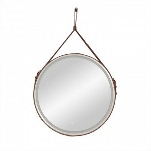 Зеркало Uperwood Round, 80 см, LED подсветка, сенсор, коричневый ремень