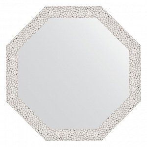 Зеркало в багетной раме, чеканка белая 46 мм, 53x53 см