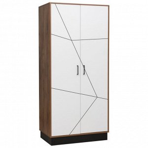 Шкаф 2-х дверный для одежды «Гамма» 54.03, 954?565?2075 мм, таксония / чёрный / ПВХ белый