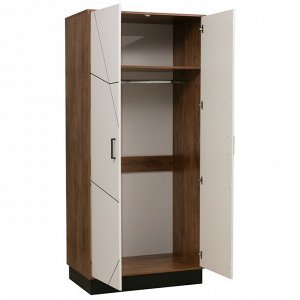 Шкаф 2-х дверный для одежды «Гамма» 54.03, 954?565?2075 мм, таксония / чёрный / ПВХ белый