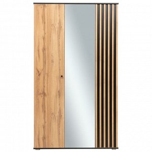 Шкаф 3-х дверный для одежды «Либерти» 51.14, зеркало, опора h=20 мм, цвет дуб вотан/чёрный
