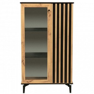 Шкаф комбинированный «Либерти» 51.03, стекло, опора металл, стекло, цвет дуб вотан/чёрный