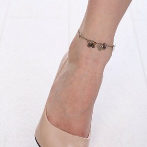 Браслет женский на ногу с подвесками бабочки, цвет: серебристый, арт. 018.499