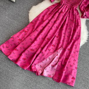 Нежное корейское платье с цветочным принтом