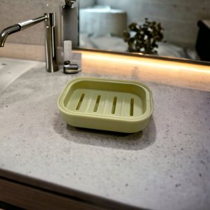 Мыльница для ванной из пластика с отсеком для отвода влаги  (салатовый)