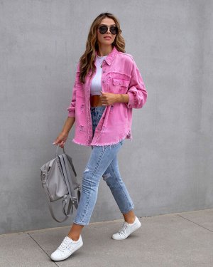 Рубашка джинсовая розовая