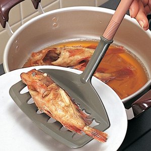 Кухонная лопатка для жарки блюд, широкая, безопасна для поверхностей с антипригарным покрытием СЕРАЯ(14,7Ш × 7,6Д × 27,6В см)