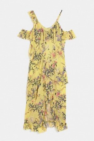 Платье-комбинация River Island SL с эффектными рюшами, желтое