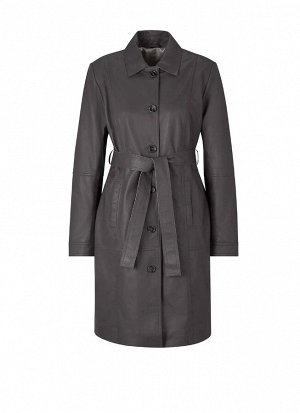 Кожаное пальто, антрацитовое