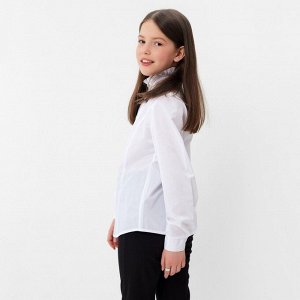 Школьная блузка для девочки, цвет белый, рост