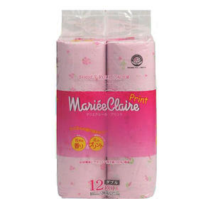 IDESHIGYO Туалетная бумага двухслойная "MARIEE CLAIRE", розовая с принтом, 27.5 м, 12 рулонов