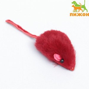 Игрушка для кошек "Малая мышь", натуральный мех кролика, 5 см