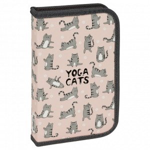 Пенал 1 отделение, 190*115 ArtSpace ""Yoga Cats"", ламинированный картон, софт-тач