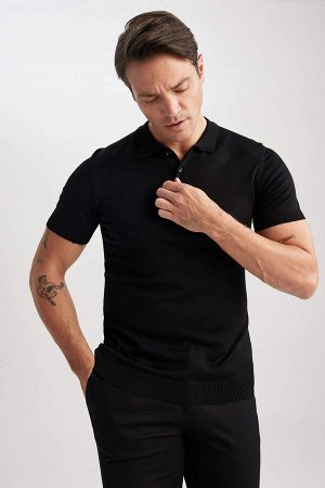 Трикотажная футболка Slim Fit с воротником поло и коротким рукавом