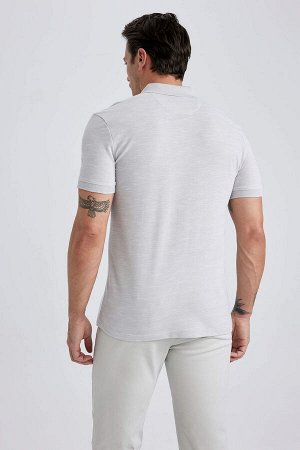 Хлопковая футболка из чесаного хлопка с короткими рукавами и воротником-поло Modern Fit