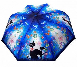 Зонт женский Автомат Кошки цвет Синий (DINIYA)