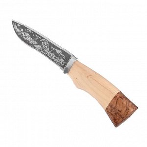 Нож охотничий "Фроди", в чехле, 28 см, рукоять деревянная, бежевая с венге
