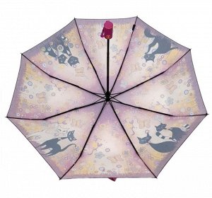 Зонт женский Автомат Кошки цвет Розово-сиреневый (DINIYA)