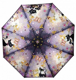 Зонт женский Автомат Кошки цвет Лиловый (DINIYA)