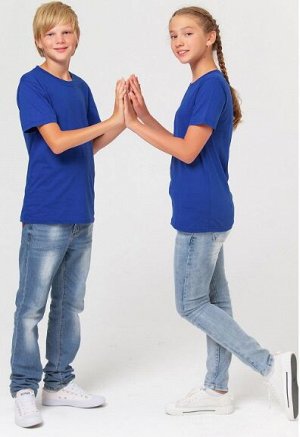 Детская однотонная футболка, цвет синий