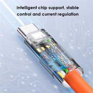 Кабель зарядный цветной для Iphone Lightning и Type-C Силикон + Металл 2м 6A