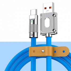 Кабель зарядный цветной для Iphone Lightning и Type-C Силикон + Металл 2м 6A