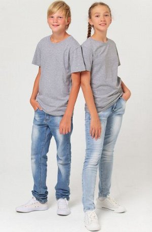 Детская однотонная футболка, цвет серый меланж