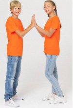 Детская однотонная футболка, цвет оранжевый