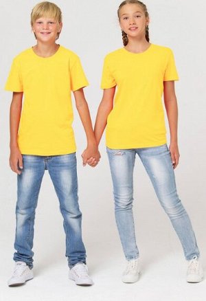 Детская однотонная футболка, цвет желтый