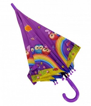 Зонт детский трость полуавтомат Совы цвет Сиреневый (DINIYA)