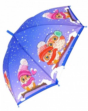 Зонт детский трость полуавтомат Совы цвет Синий (DINIYA)