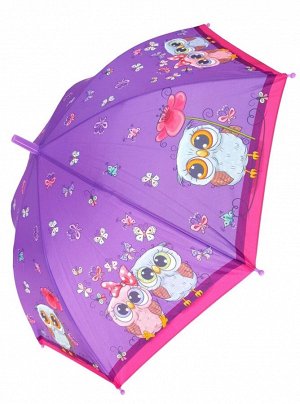 Зонт детский трость полуавтомат Совы цвет Фиолетовый (DINIYA)