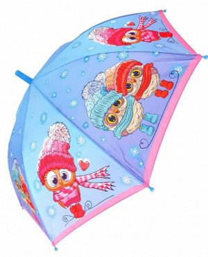 Зонт детский трость полуавтомат Совы цвет Голубой (DINIYA)