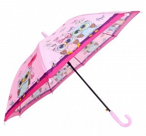 Зонт детский трость полуавтомат Совы цвет Розовый (DINIYA)