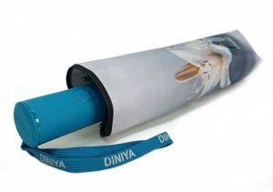 Зонт женский автомат ЦВЕТЫ цвет Бирюзовый (DINIYA)