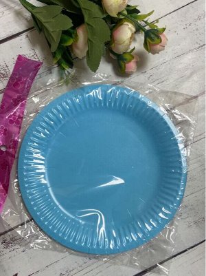 Набор одноразовых тарелок 18см 10шт, цв. голубой