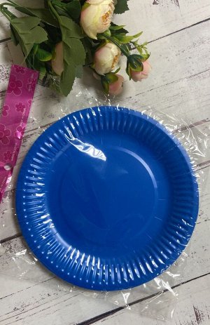 Набор одноразовых тарелок 18см 10шт, цв. синий