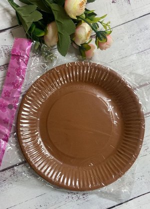 Набор одноразовых тарелок 18см 10шт, цв. св. коричневый