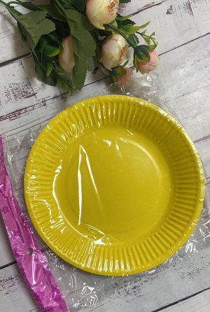 Набор одноразовых тарелок 18см 10шт, цв. желтый