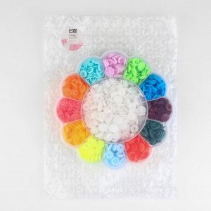 Кнопки пластиковые, d = 12 мм, 180 шт, в органайзере «Цветок», цвет разноцветный
