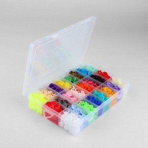 Кнопки пластиковые, d = 12 мм, 360 шт, в органайзере, цвет разноцветный