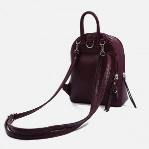 Сумка-рюкзак на молнии, наружный карман, цвет бордовый