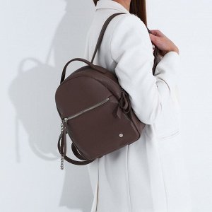 Рюкзак на молнии, наружный карман, цвет коричневый