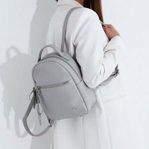 Рюкзак на молнии, наружный карман, цвет серый