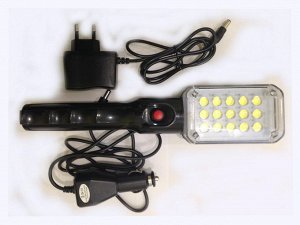 Лампа переноска светодиодная HiVision, аккумулятор, магнит, крюк, 2 типа зарядки,15 LED, 380 люмен