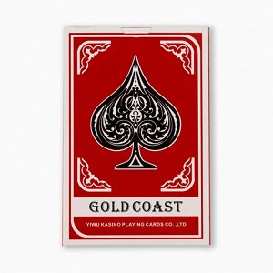 Карты игральные бумажные Gold Coast, 55 шт, 260 г/м2, красные, 5.7 х 8.7 см