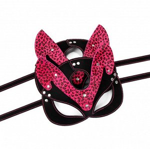 Маска кожаная с розовой вставкой "Pinky Kitty" / арт. 234-26