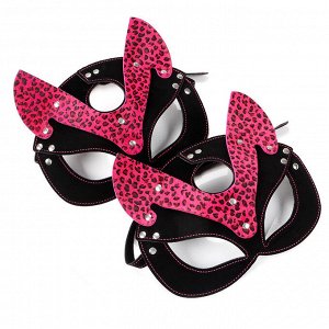 Маска кожаная с розовой вставкой "Pinky Kitty" / арт. 234-26